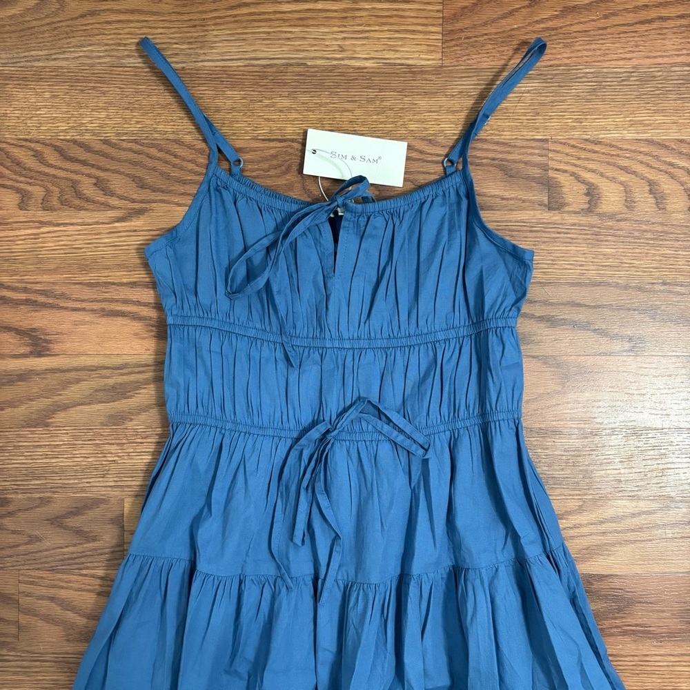 Sim & Sam tie front milkmaid poplin midi Dress - Picture 5 of 6